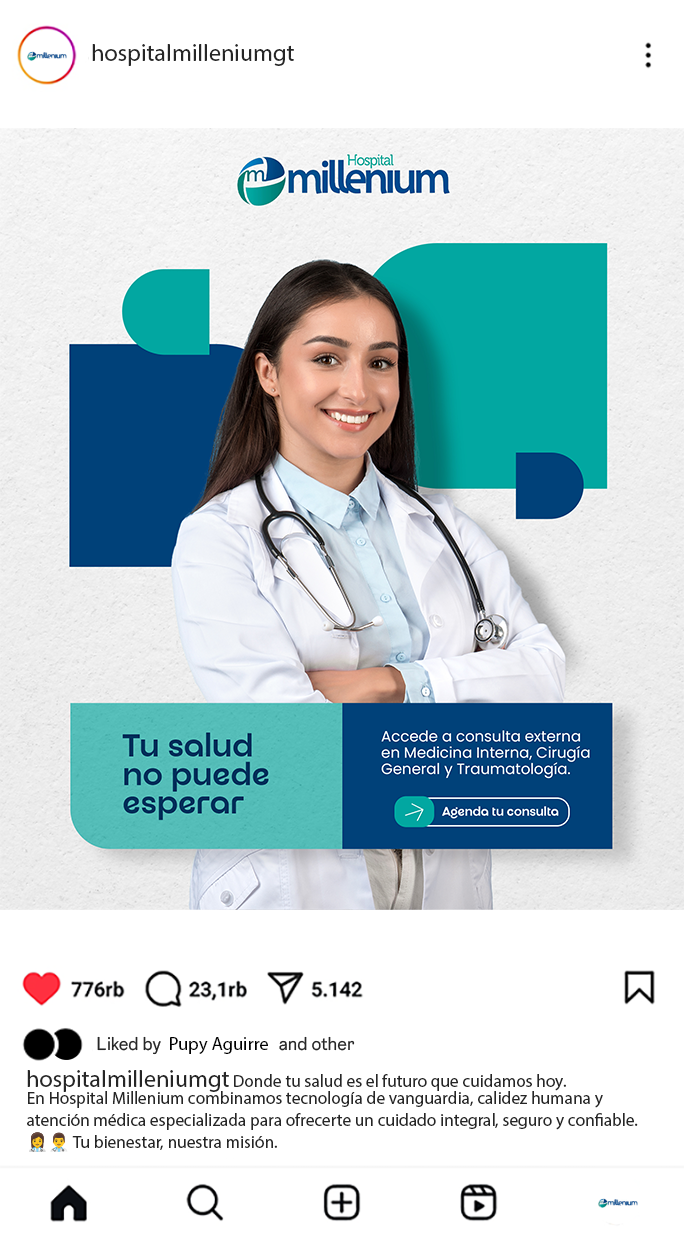 Publicación de Instagram de Hospital Millenium